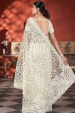 White Net Embroidered Fancy Saree for Festival 