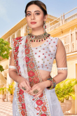 Stone Work White Saree in Net for Party 