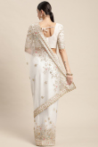 White Net Embroidered Saree