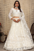White Net Lehenga With Sequins Work For Weddings