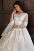 White Net Resham Embroidered Lehenga for Sangeet