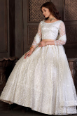 White Net Resham Embroidered Lehenga for Sangeet