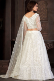 White Net Resham Embroidered Lehenga for Sangeet