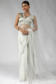 White Net Saree with Stone Work for Festival
