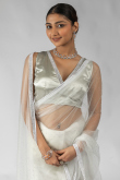 White Net Saree with Stone Work for Festival