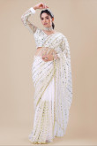 White Net Sequins Embroidered Fancy Saree