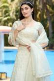 White Organza Lehenga with Sequins Work for Diwali