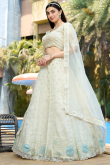 White Organza Lehenga with Sequins Work for Diwali