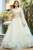 White Organza Lehenga with Sequins Work for Diwali
