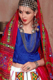 White Patch Embroidered Cotton Silk Flared Lehenga