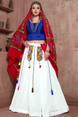 White Patch Embroidered Cotton Silk Flared Lehenga