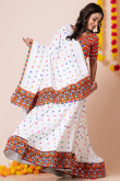 White Rayon Embroidered A-Line Style Lehenga