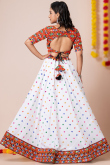 White Rayon Embroidered A-Line Style Lehenga