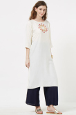 White Rayon Kurti With Palazzo Pant