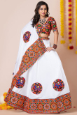 White Rayon Patch Embroidered A-Line Style Lehenga
