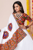 White Rayon Patch Embroidered A-Line Style Lehenga