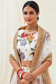 White Satin Embroidered Lehenga Choli