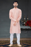 White Silk Men Kurta Pajama