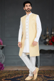 White Silk Men's Jacket Style Sherwani