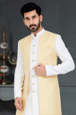 White Silk Men's Jacket Style Sherwani