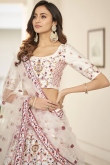 White Silk Sequins Embroidered Lehenga