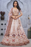 White Silk Zari Embroidered Panelled Style Lehenga 