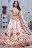 White Silk Zari Embroidered Panelled Style Lehenga 