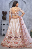 White Silk Zari Embroidered Panelled Style Lehenga 