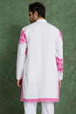 White Viscose Men’s Kurta with Printed Work For Casual Wear
