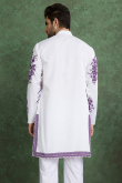 White Viscose Men’s Kurta with Printed Work For Casual Wear
