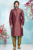 Wine Color Wedding Special Kurta With Churidar
