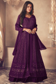 Long Choli Lehenga in Georgette Plum Purple for Party 