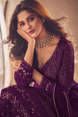 Long Choli Lehenga in Georgette Plum Purple for Party 