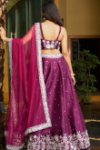 Wine Maroon Art Silk Embroidered A Line Lehenga 