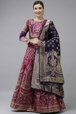 Wine Maroon Banarasi Silk Woven Zari Lehenga