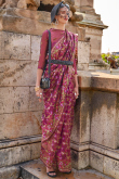 Wine Maroon Broad Border Organza Weaved Handloom Saree 