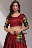 Wine Maroon Casual Wear Weaved Zari Silk Lehenga 