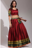 Wine Maroon Casual Wear Weaved Zari Silk Lehenga 