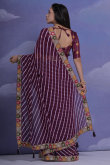 Wine Maroon Georgette Lehariya Printed Saree