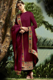 Wine Maroon Heavy Georgette Trouser Suit