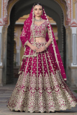 Wine Maroon Net Embroidered A Line Lehenga 