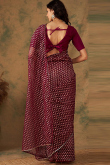 Wine Maroon Net Weaved Sangeet Saree