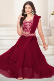 Wine Maroon Plain Georgette A Line Style Lehenga For Sangeet 