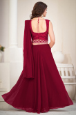 Wine Maroon Plain Georgette A Line Style Lehenga For Sangeet 