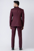 Wine Maroon Plain Polyester Angrakha Style Men's Coat Pant