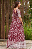 Wine Maroon Resham Embroidered Net Flared Style Lehenga 