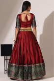 Wine Maroon Weaved Zari Casual Wear Silk Lehenga 