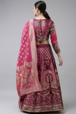 Wine Maroon Woven Zari Lehenga in Banarasi Silk