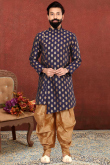 Woven Jacquard Dark Purple Men's Sherwani