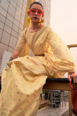 Woven Poly Viscose Light Yellow Saree